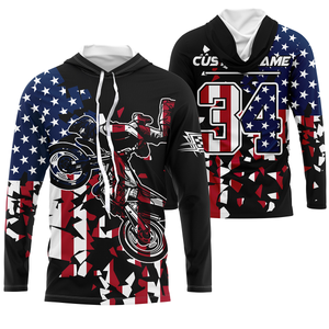 Personalized Dirt Bike Racing Jersey UPF30+ Patriotic Motocross American Off-Road Riding Jersey| NMS726