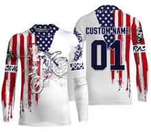 Load image into Gallery viewer, Dirtbike Racing Jersey UPF30+ Personalized Patriotic Motocross Off-road Riders American Riding Jersey| NMS610