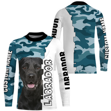 Load image into Gallery viewer, Black Labrador 3D Hoodie Shirt for Kid Adult| Custom Blue Camo Shirt Black Lab Owner Shirt| JTSD361