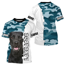 Load image into Gallery viewer, Black Labrador 3D Hoodie Shirt for Kid Adult| Custom Blue Camo Shirt Black Lab Owner Shirt| JTSD361