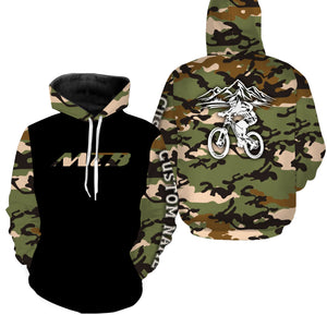 MTB Jersey Long Sleeve Hoodie Shirt, Camo Biking Cycling Shirt, Mountain Biking Shirt Biking Clothing| JTS445