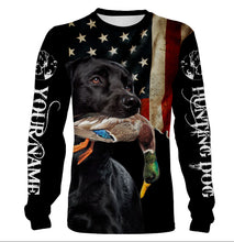 Load image into Gallery viewer, Hunting Dog Shirt| All Over Printed T-shirt Long Sleeve Hoodie| Custom American Flag Black Lab Shirt| JTSD223