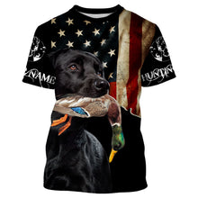 Load image into Gallery viewer, Hunting Dog Shirt| All Over Printed T-shirt Long Sleeve Hoodie| Custom American Flag Black Lab Shirt| JTSD223