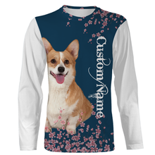 Load image into Gallery viewer, Cute Corgi Dog Floral All Over Print Shirt| Custom Cherry Blossom Corgi Shirt for Dog Mom Dog Dad| JTSD275