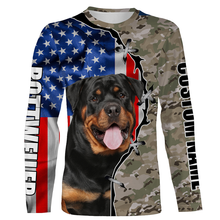 Load image into Gallery viewer, Rottweiler 3D All Over Printed Clothes| Custom Camo Hunting Dog Shirt with American Flag, Dog Lover JTSD214