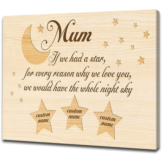 Personalized Canvas| Mum- Whole Night Sky Custom Children's Name Canvas Wall Art| Birthday Gifts for Her, Mother, Mom T171