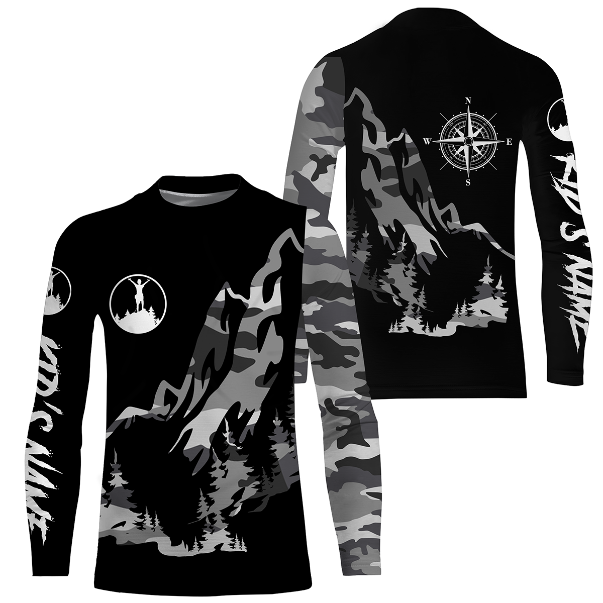 Customization Mountain Long Sleeve Hiking Shirts Custom Name 3D UV Protection UPF 30+| SP32