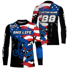 Load image into Gallery viewer, Personalized American BMX racing jersey UPF30+ patriotic Cycling shirt bicycle motocross racewear| SLC12