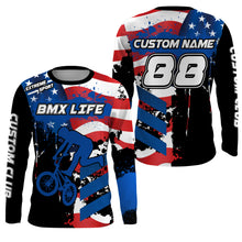 Load image into Gallery viewer, Personalized American BMX racing jersey UPF30+ patriotic Cycling shirt bicycle motocross racewear| SLC12