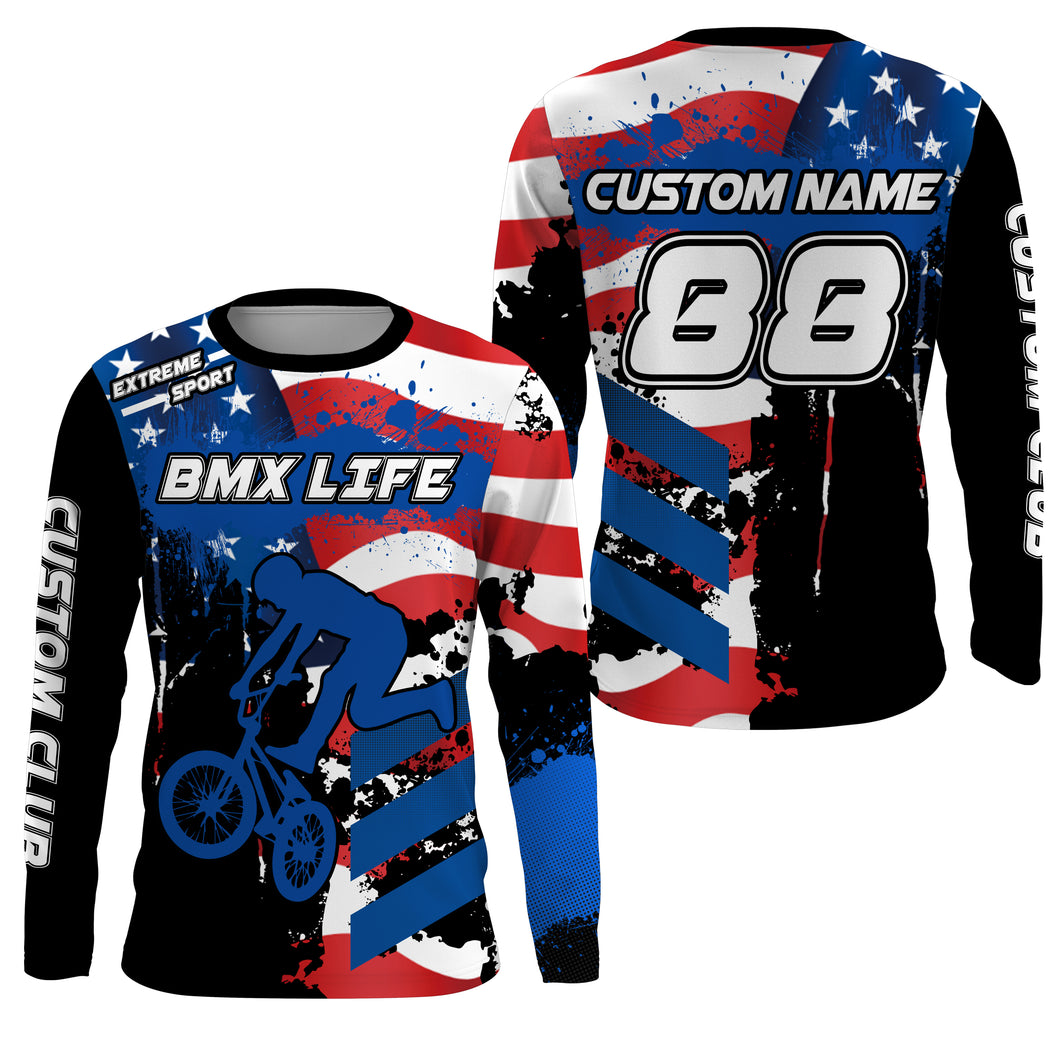 Personalized American BMX racing jersey UPF30+ patriotic Cycling shirt bicycle motocross racewear| SLC12