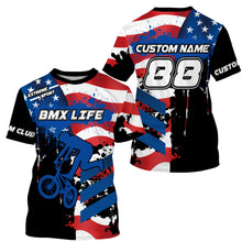 Load image into Gallery viewer, Personalized American BMX racing jersey UPF30+ patriotic Cycling shirt bicycle motocross racewear| SLC12