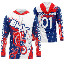 Load image into Gallery viewer, Patriotic BMX jersey Personalized UPF30+ USA Cycling gear American adult kid BMX bike shirt| SLC23