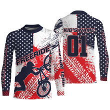 Load image into Gallery viewer, Patriotic adult kid BMX jersey Personalized UPF30+ American freeride bike shirt USA Cycling gear| SLC26