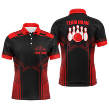 Load image into Gallery viewer, Red Bowling Polo Shirt for Men Custom Bowling Jersey With Name Bowling Team Shirt For Men BDT70