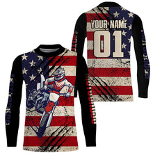 Load image into Gallery viewer, American Flag MX Jersey UPF30+ Custom Dirt Bike Shirt Men Women Kid Long Sleeve Motocross Patriotic PDT483