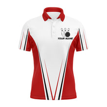 Load image into Gallery viewer, Red And White Men Bowling Shirt Personalized Custom Name Bowling Polo Shirt for Team Bowler Jersey BDT16