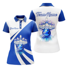 Load image into Gallery viewer, Custom Bowling Polo Shirt for Women Blue Bowling Jersey With Name Ladies Bowling Team League Shirt BDT87