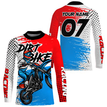 Load image into Gallery viewer, Blue Dirt Bike Jersey Kid Men Women UPF30+ Personalized Long Sleeve Motocross Off-Road MX Shirt PDT478