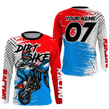 Load image into Gallery viewer, Blue Dirt Bike Jersey Kid Men Women UPF30+ Personalized Long Sleeve Motocross Off-Road MX Shirt PDT478