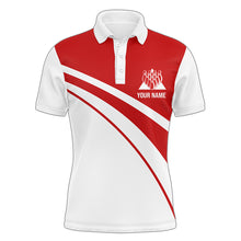 Load image into Gallery viewer, Red&amp;White Bowling Polo Shirt Funny Personalized Bowling Shirt Men Custom Bowling Jersey for Team BDT12