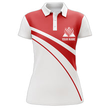 Load image into Gallery viewer, Red&amp;White Bowling Polo Shirt Funny Personalized Bowling Shirt Women Custom Bowling Jersey for Team BDT13