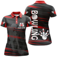 Load image into Gallery viewer, Personalized Bowling Polo Shirt For Women Red And Black Bowling Shirt For Team Custom Bowling Jersey BDT08