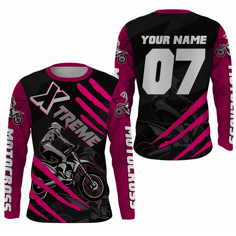 Extreme Motocross Jersey Men Kid UPF30+ Custom Pink Dirt Bike Shirt Women MX Off-Road Racing Jersey PDT581