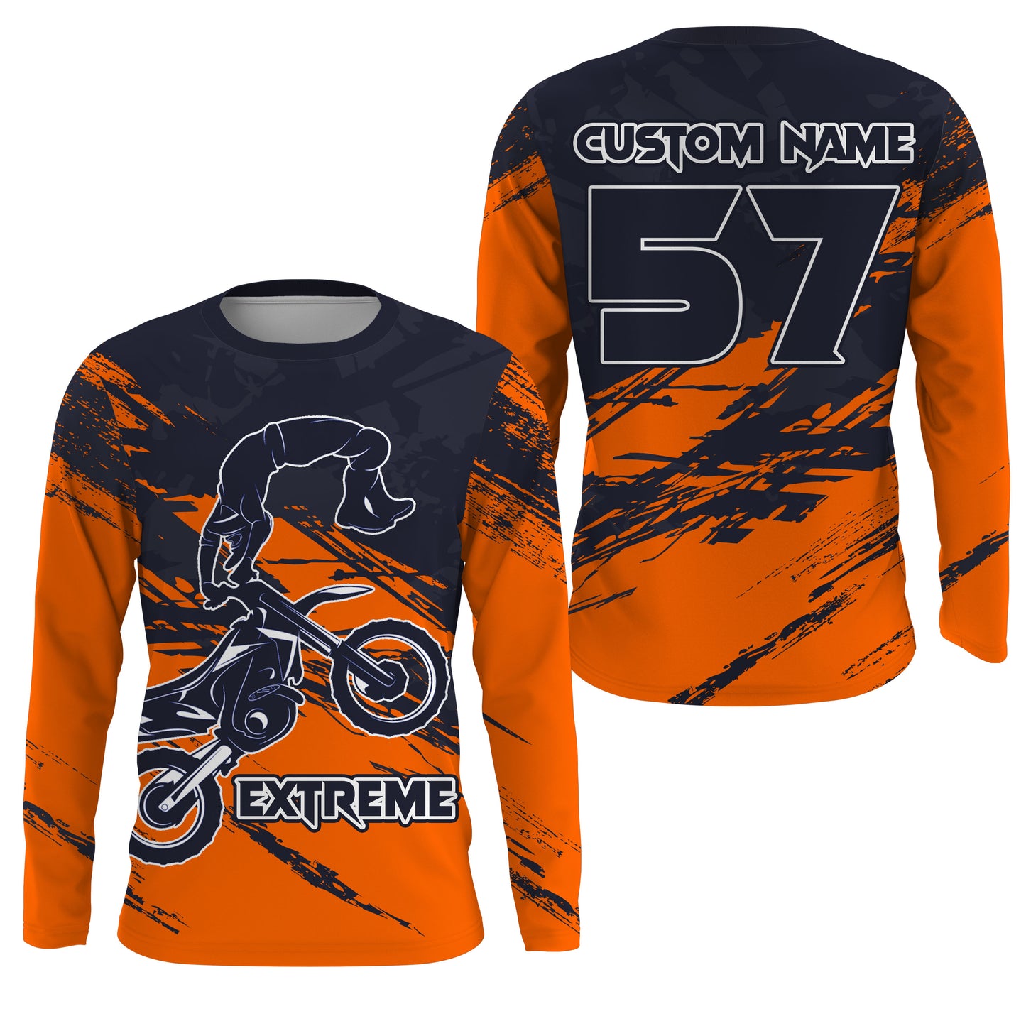 Custom orange Motocross jersey for kid men women UPF30+ dirt bike extreme freestyle motorcycle PDT03
