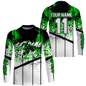 Kid Men Quad Bike Jersey Green UPF30+ Custom ATV Motocross Shirt Extreme Ride Off-Road MX Jersey PDT569