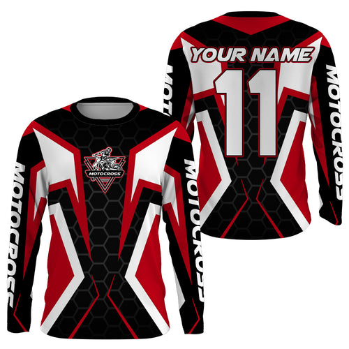 Custom Dirt Bike Jersey Red UPF30+ Men Kid Motocross Shirt Extreme Off-Road MX Jersey Motorcycle PDT574