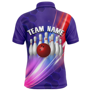 Custom Bowling Shirt For Men Bowling Polo Shirt For Team Personalized Purple Bowling Jersey BDT40