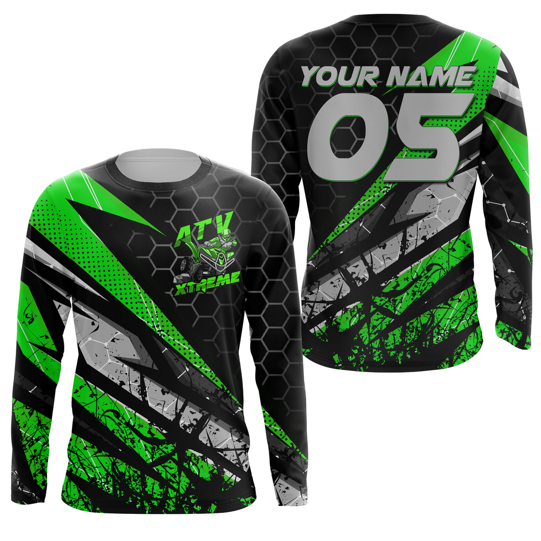 Extreme ATV Motocross Jersey Green UPF30+ Kid Men Quad Bike Shirt Custom ATV MX Off-Road Jersey PDT573