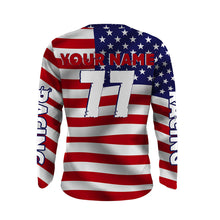 Load image into Gallery viewer, Like Father Like Son Motocross Jersey UPF30+ Custom American Flag MX Dad Shirt Dirt Bike Off-Road PDT488