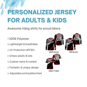 Personalized USA flag Motocross jersey UPF30+ dirt bike off-road shirt kid men women Patriotic PDT352