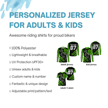 Xtreme Motocross kid&adult custom UV green MX jersey biker racing shirt motorcycle long sleeves PDT223
