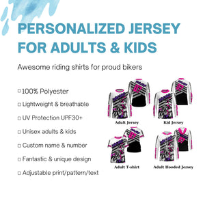 Biker girl pink custom MX jersey UPF30+ dirt bike kid adult Motocross racing shirt motorcycle PDT60