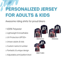 Load image into Gallery viewer, Personalized USA Motocross jersey youth women men UPF30+ dirt bike off-road extreme racing shirt PDT273