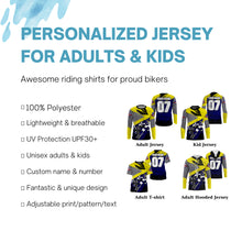 Load image into Gallery viewer, Kids youth adult jersey for dirt bike custom UV blue Motocross racing shirt off-road motorcycle PDT100