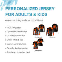 Load image into Gallery viewer, Extreme MX jersey for kid men women custom dirt bike off-road UPF30+ orange Motocross racing shirt PDT254