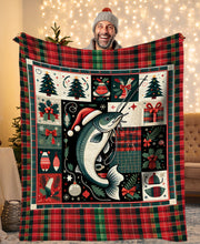 Load image into Gallery viewer, Christmas Catfish Fishing Fleece Blanket Fishing Gifts For Fishin Lovers IPHW5677