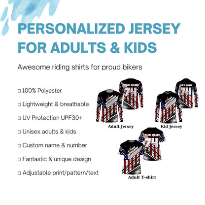 Extreme Motocross kid women men jersey UPF30+ USA flag dirt bike racing Patriotic motorcycle shirt  PDT350