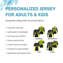 Load image into Gallery viewer, Personalized Racing Jersey UPF30+, Cool Bone Motorcycle Motocross Off-Road Riders Racewear - Yellow| NMS626