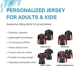 Personalized Skull BMX jersey adult kid bike shirts UPF30+ extreme racewear Cycling bicycle clothes| SLC41