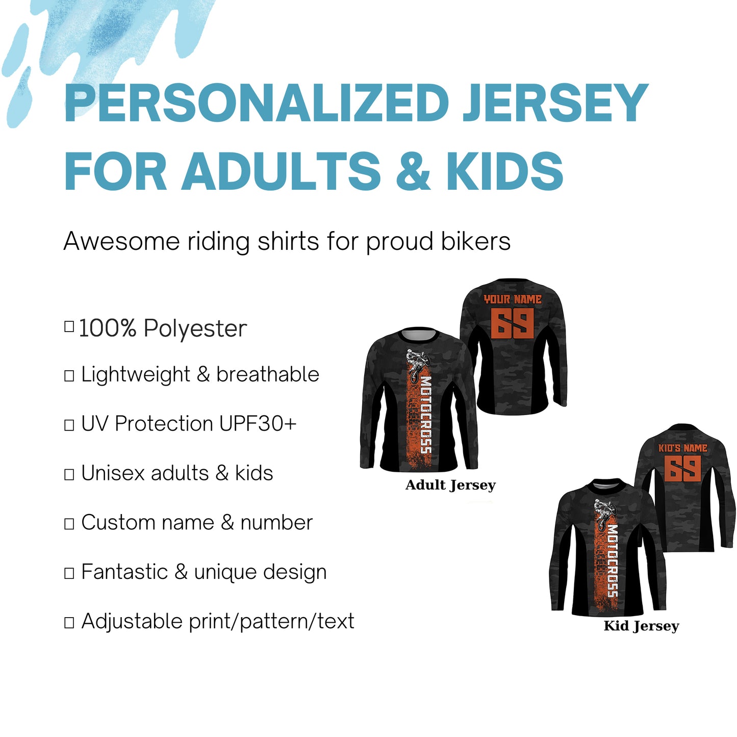 Camouflage Motocross Jersey Personalized Dirt Bike UPF30+ MX Racing Shirt Off-Road Motorcycle NMS1245