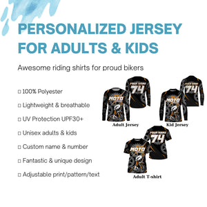 Personalized orange dirt bike jersey for kid&adult UPF30+ Motocross racing MotoX off-road shirt PDT364