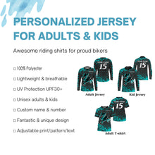 Load image into Gallery viewer, Custom dirt bike jersey men women youth UV protective extreme blue Motocross racing shirt PDT362