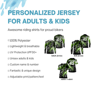 Personalized green Motocross jersey UV protective kid men women dirt bike off-road motorcycle shirt PDT383