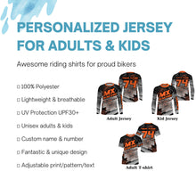 Load image into Gallery viewer, Youth men orange personalized Motocross riding jersey dirt bike off-road shirt  UPF30+ motorcycle PDT131