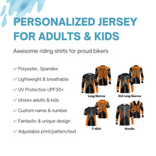 Load image into Gallery viewer, Personalized Racing Jersey UPF30+, Cool Bone Motorcycle Motocross Off-Road Riders Racewear - Orange| NMS624