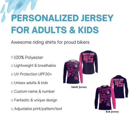 Girls Women Personalized Motocross Jersey UPF30+ No Guts No Glory MX Racing Dirt Bike NMS1202